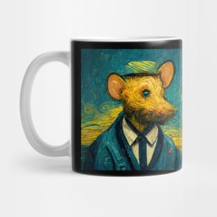 funny rat portrait van gogh style Mug